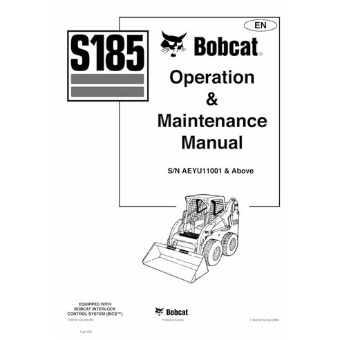 Bobcat S185 cargador de dirección deslizante pdf manual de operación y mantenimiento - Gato montés manuales - BOBCAT-S185-716...