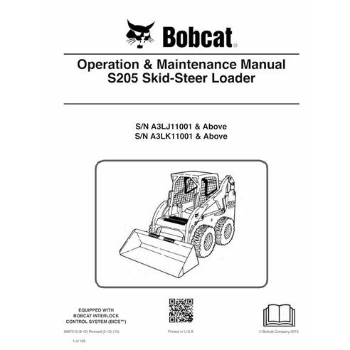 Minicarregadeira Bobcat S205 manual de operação e manutenção em pdf - Lince manuais - BOBCAT-S205-6987013-EN