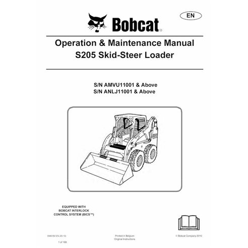 Bobcat S205 cargador de dirección deslizante pdf manual de operación y mantenimiento - Gato montés manuales - BOBCAT-S205-698...