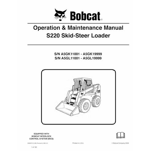 Bobcat S220 cargador de dirección deslizante pdf manual de operación y mantenimiento - Gato montés manuales - BOBCAT-S220-698...