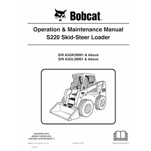 Bobcat S220 chargeuse compacte pdf manuel d'utilisation et d'entretien - Lynx manuels - BOBCAT-S220-6986989-EN