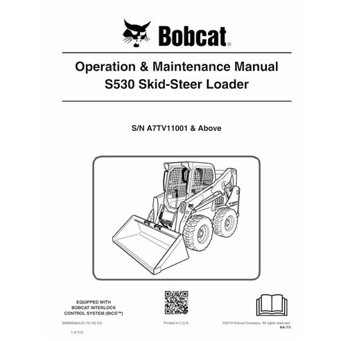 Bobcat S530 cargador de dirección deslizante pdf manual de operación y mantenimiento - Gato montés manuales - BOBCAT-S530-698...