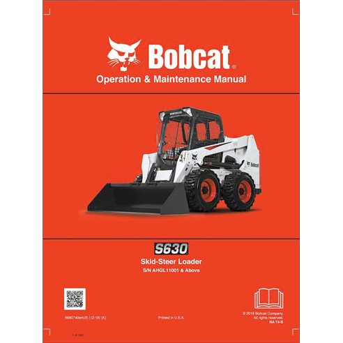Bobcat S630 cargador de dirección deslizante pdf manual de operación y mantenimiento - Gato montés manuales - BOBCAT-S630-699...