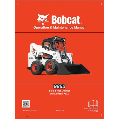 Bobcat S650 cargador de dirección deslizante pdf manual de operación y mantenimiento - Gato montés manuales - BOBCAT-S650-699...