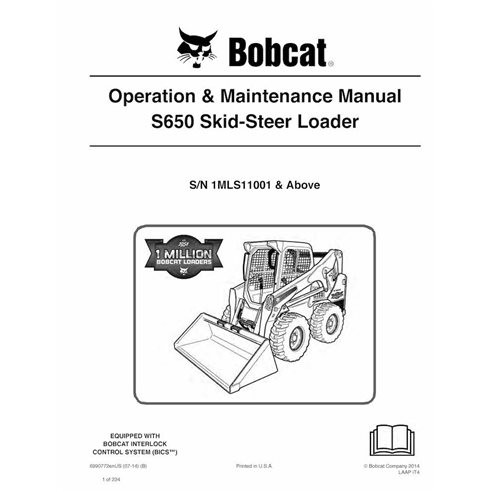 Minicarregadeira Bobcat S650 manual de operação e manutenção em pdf - Lince manuais - BOBCAT-S650-6990772-EN