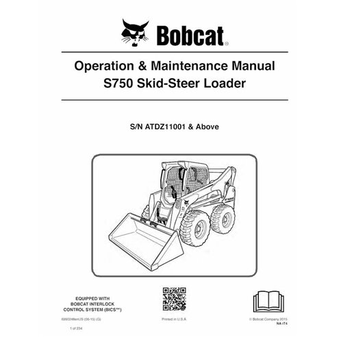 Bobcat S750 cargador de dirección deslizante pdf manual de operación y mantenimiento - Gato montés manuales - BOBCAT-S750-699...