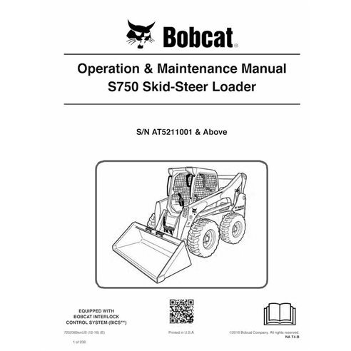 Bobcat S750 cargador de dirección deslizante pdf manual de operación y mantenimiento - Gato montés manuales - BOBCAT-S750-725...