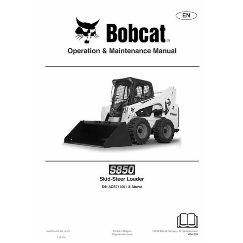 Bobcat S850 cargador de dirección deslizante pdf manual de operación y mantenimiento - Gato montés manuales - BOBCAT-S850-699...