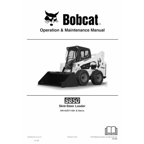 Bobcat S850 cargador de dirección deslizante pdf manual de operación y mantenimiento - Gato montés manuales - BOBCAT-S850-699...