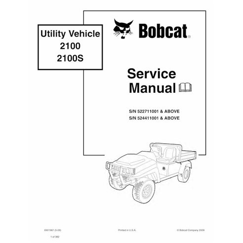Bobcat 2100, 2100S utility vehicle pdf service manual  - BobCat manuals - BOBCAT-2100-6901987-EN