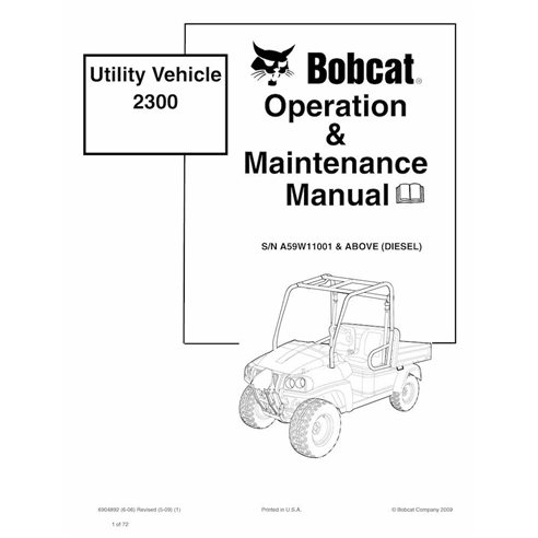 Bobcat 2300 utility vehicle pdf operation & maintenance manual  - BobCat manuals - BOBCAT-2300-6904892-EN
