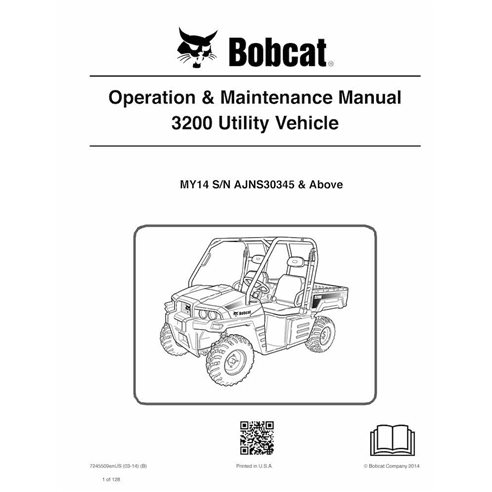 Bobcat 3200 MY14 utility vehicle pdf operation & maintenance manual  - BobCat manuals - BOBCAT-3200-7245509-EN