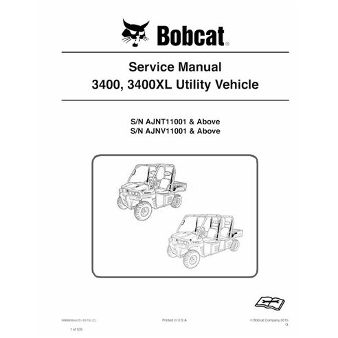 Bobcat 3400, 3400XL véhicule utilitaire pdf manuel d'entretien - Lynx manuels - BOBCAT-3400-6989602-EN