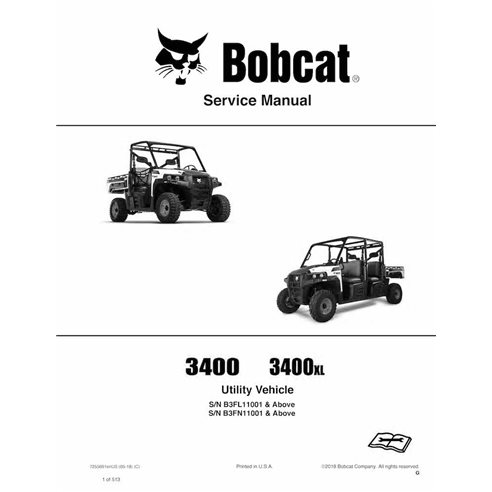 Bobcat 3400, 3400XL utility vehicle pdf service manual  - BobCat manuals - BOBCAT-3400-7255691-EN