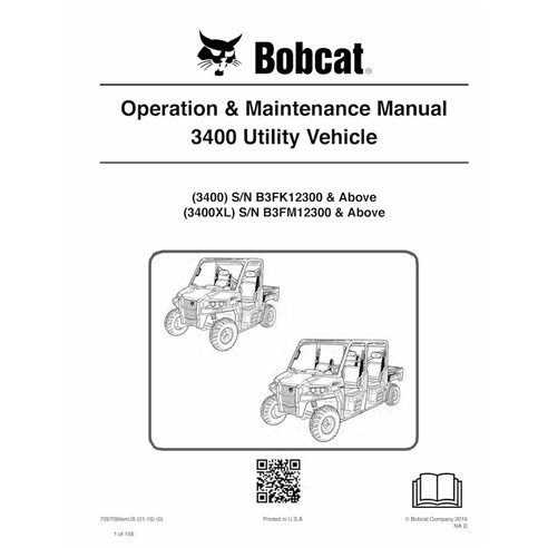 Bobcat 3400, 3400XL utility vehicle pdf operation & maintenance manual  - BobCat manuals - BOBCAT-3400-7297099-EN