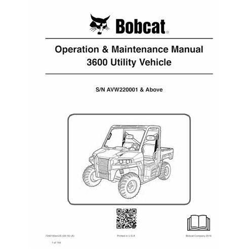 Manual de operação e manutenção do veículo utilitário Bobcat 3600 pdf - Lince manuais - BOBCAT-3600-7246190-EN