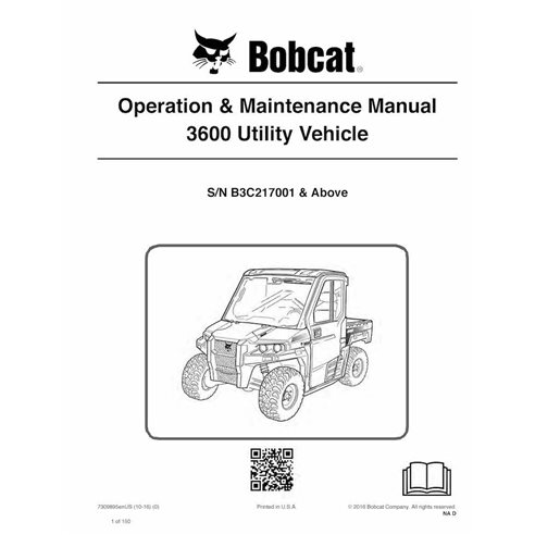 Manual de operação e manutenção do veículo utilitário Bobcat 3600 pdf - Lince manuais - BOBCAT-3600-7309895-EN