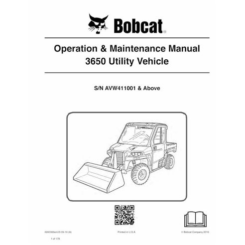 Manual de operação e manutenção do veículo utilitário Bobcat 3650 pdf - Lince manuais - BOBCAT-3650-6990366-EN