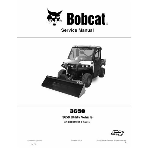 Bobcat 3650 utility vehicle pdf service manual  - BobCat manuals - BOBCAT-3650-7252958-EN