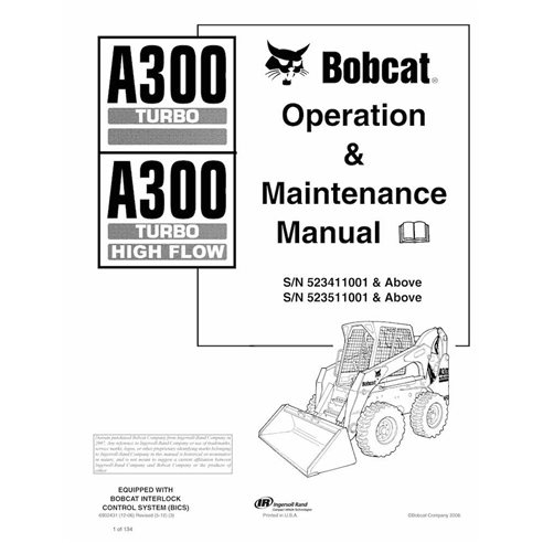 Bobcat A300, A300H skid steer loader pdf operation & maintenance manual  - BobCat manuals - BOBCAT-A300-6902431-EN