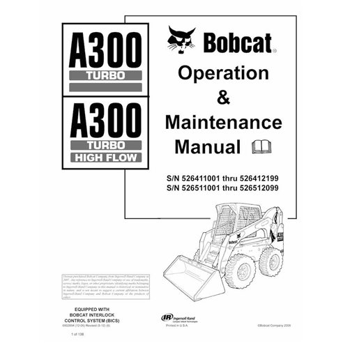 Bobcat A300, A300H skid steer loader pdf operation & maintenance manual  - BobCat manuals - BOBCAT-A300-6902694-EN
