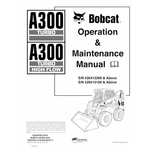 Bobcat A300, A300H skid steer loader pdf operation & maintenance manual  - BobCat manuals - BOBCAT-A300-6904186-EN