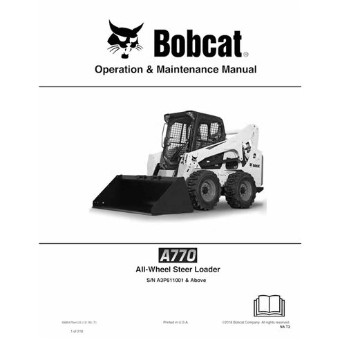 Bobcat A770 skid steer loader pdf operation & maintenance manual  - BobCat manuals - BOBCAT-A770-6989479-EN