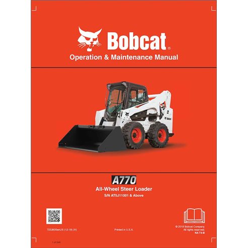 Bobcat A770 skid steer loader pdf operation & maintenance manual  - BobCat manuals - BOBCAT-A770-7253835-EN