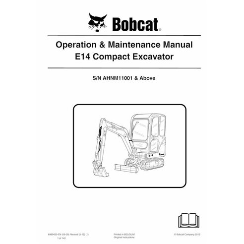 Bobcat E14 compact excavator pdf operation & maintenance manual  - BobCat manuals - BOBCAT-E14-6989420-EN