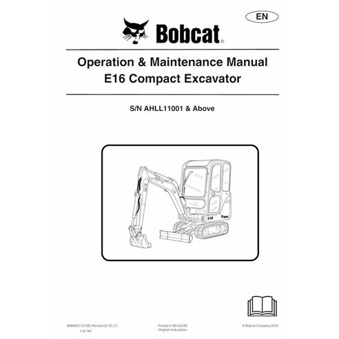Manual de operação e manutenção da escavadeira compacta Bobcat E16 - Lince manuais - BOBCAT-E16-6989423-EN