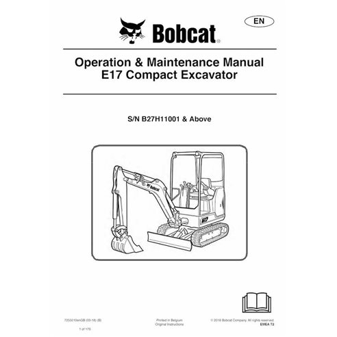 Manuel d'utilisation et d'entretien de la pelle compacte Bobcat E17 pdf - Lynx manuels - BOBCAT-E17-7255010-EN