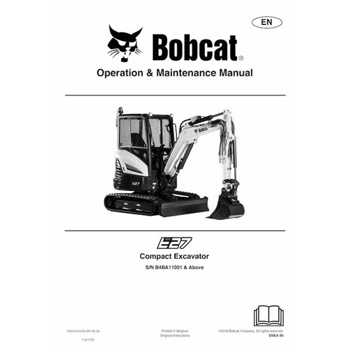 Bobcat E27 compact excavator pdf operation & maintenance manual  - BobCat manuals - BOBCAT-E27-7349757-EN