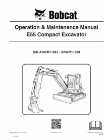 Bobcat E55 compact excavator pdf operation & maintenance manual  - BobCat manuals - BOBCAT-E55-6990092-EN