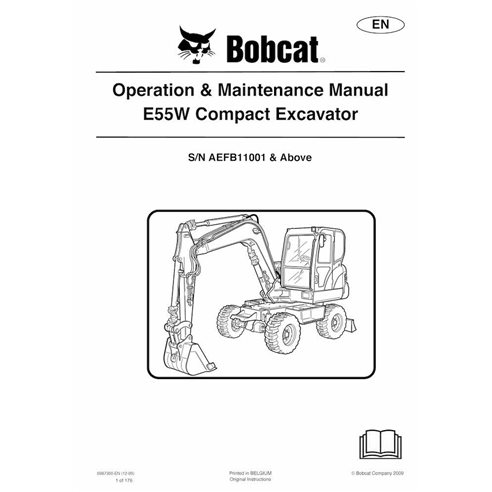Manuel d'utilisation et d'entretien de la pelle compacte Bobcat E55W pdf - Lynx manuels - BOBCAT-E55W-6987390-EN