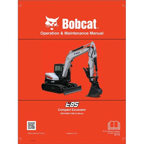 Bobcat E85 compact excavator pdf operation & maintenance manual  - BobCat manuals - BOBCAT-E85-7320317-EN