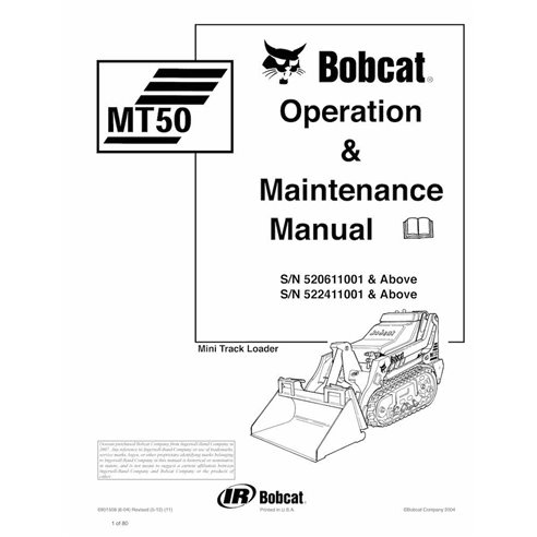 Bobcat MT50 mini track loader pdf operation & maintenance manual  - BobCat manuals - BOBCAT-MT50-6901508-EN