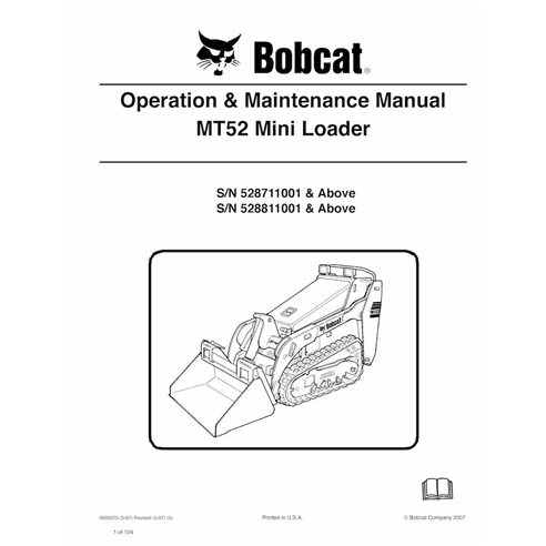 Bobcat MT52 mini track loader pdf operation & maintenance manual  - BobCat manuals - BOBCAT-MT52-6903375-EN