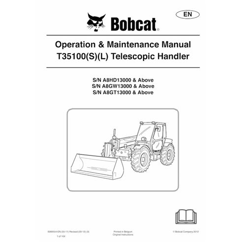 Bobcat T35100, T35100L, T35100SL telescopic handler pdf operation & maintenance manual  - BobCat manuals - BOBCAT-T35100-6989...