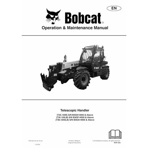 Bobcat T35105, T35105L, T36120SL manipulador telescópico pdf manual de operación y mantenimiento - Gato montés manuales - BOB...