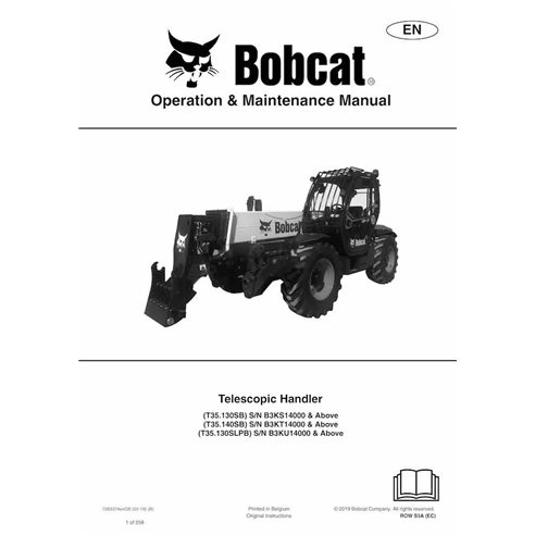 Bobcat T35130SB, T35140S, T35130SLPB chariot télescopique pdf manuel d'utilisation et d'entretien - Lynx manuels - BOBCAT-T35...