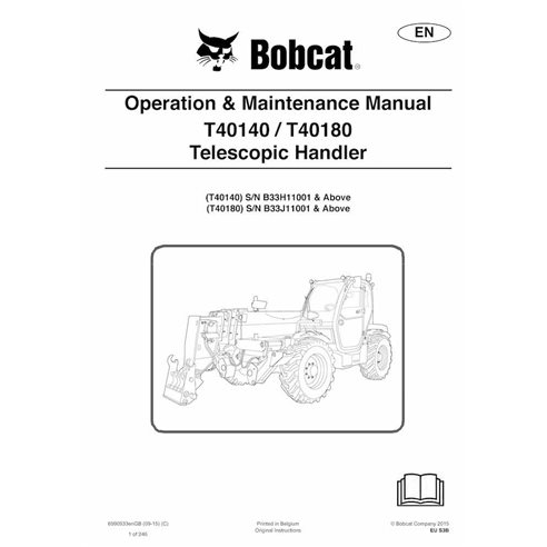 Bobcat T40140, T40180 telescopic handler pdf operation & maintenance manual  - BobCat manuals - BOBCAT-T40140_T40180-6990933-EN