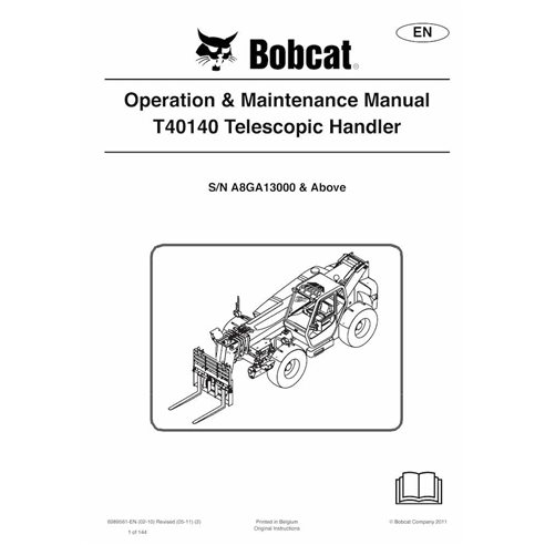 Bobcat T40140 telescopic handler pdf operation & maintenance manual  - BobCat manuals - BOBCAT-T40140-6989561-EN