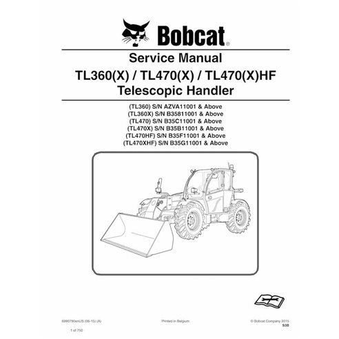 Bobcat TL360, TL360X, TL470, TL470X, TL470HF, TL470XHF chariot télescopique pdf manuel d'entretien - Lynx manuels - BOBCAT-TL...