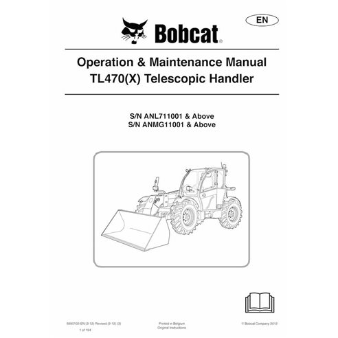 Bobcat TL470, TL470X chariot télescopique pdf manuel d'utilisation et d'entretien - Lynx manuels - BOBCAT-TL470-6990102-EN