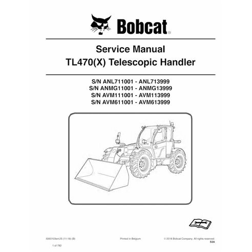 Manipulador telescópico Bobcat TL470, TL470X pdf manual de serviço - Lince manuais - BOBCAT-TL470-6990103-EN