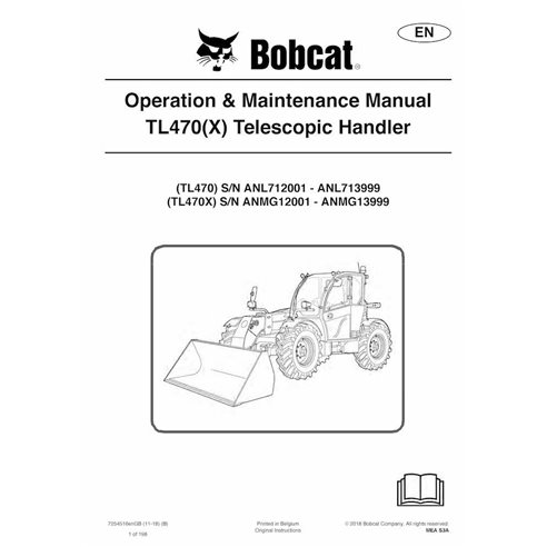 Bobcat TL470, TL470X chariot télescopique pdf manuel d'utilisation et d'entretien - Lynx manuels - BOBCAT-TL470-7254516-EN