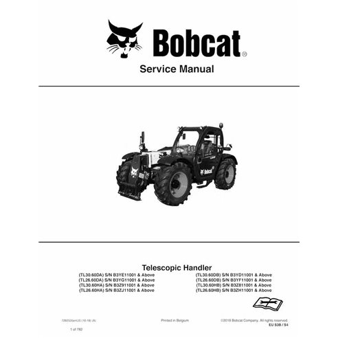 Bobcat TL3060DA, TL2660DA, TL3060HA, TL2660HAe, TL3060DB, TL2660DB, TL3060HB, TL2660HB telescopic handler pdf service manual ...