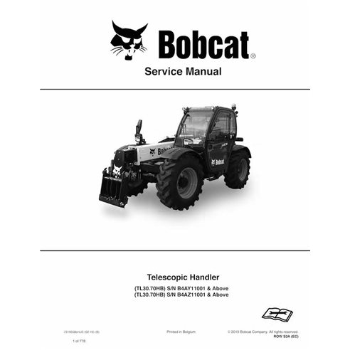 Bobcat TL3070HB manipulador telescópico pdf manual de servicio - Gato montés manuales - BOBCAT-TL3070-7319658-EN