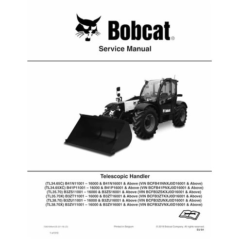 Bobcat TL3465C, TL3465XC, TL3570, TL3570X, TL3870, TL3870X chariot télescopique pdf manuel d'entretien - Lynx manuels - BOBCA...