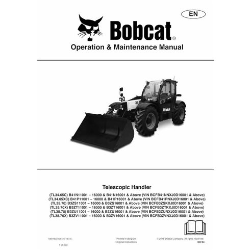 Bobcat TL3465C, TL3465XC, TL3570, TL3570X, TL3870, TL3870X chariot télescopique pdf manuel d'utilisation et d'entretien - Lyn...